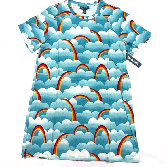 New ModCloth On Cloud Mine Tee Shirt Dress Sea Blue Clouds - Picture 2 of 7
